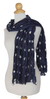 Batik scarf, 'Blue Polka Retro' - Batik scarf (image 2a) thumbail