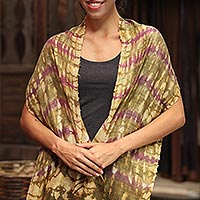 Silk scarf, 'Purple Wilderness' - Thai Silk Scarf