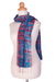 Silk scarf, 'Azure Wilderness' - Silk Patterned Scarf from Thailand (image 2b) thumbail