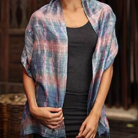 Silk scarf, 'Gray Wilderness' - Silk Scarf from Thailand