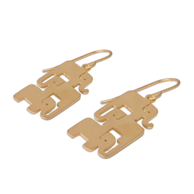 Gold vermeil dangle earrings, 'Elephant Stack' - Gold Vermeil Dangle Earrings