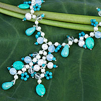 Cultured pearl Y-necklace, 'Phuket Romance' - Handcrafted Pearl Necklace from Thailand