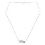 Sterling silver pendant necklace, 'Family Love' - Hand Crafted Silver Elephant Pendant Necklace