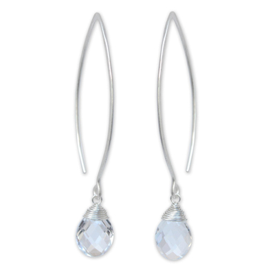 Quartz dangle earrings, 'Majestic Ice' - Sterling Silver and Quartz Dangle Earrings
