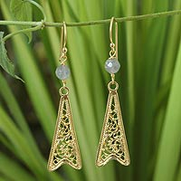 Gold vermeil labradorite filigree earrings, 'Chiang Rai Chic' - Gold vermeil labradorite filigree earrings