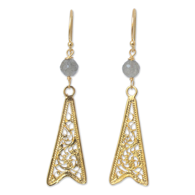 Gold vermeil labradorite filigree earrings