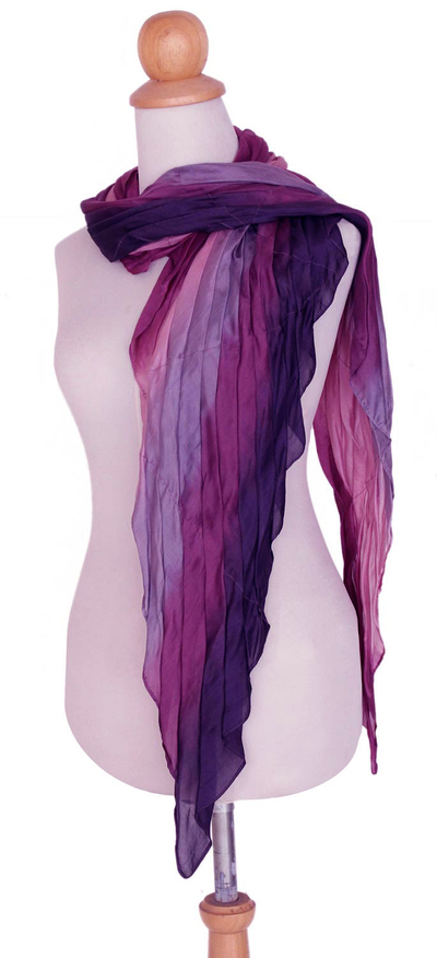 Silk scarf, 'Rose Moment' - Hand Made Silk Scarf