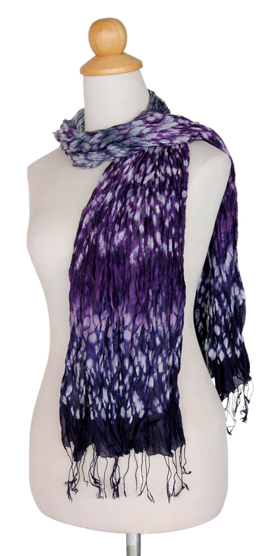 Tie-dyed scarf, 'Fabulous Lily' - Hand Made Tie Dye Scarf