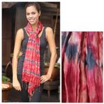 Tie-dyed scarf, 'Smoky Carnation' - Patterned Scarf from Thailand