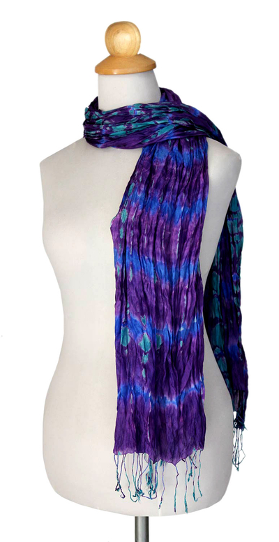 Batikschal - Handgefertigter, gefärbter Schal