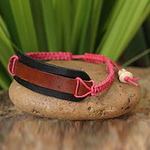 Leather Wristband Bracelet, 'Brown Band'