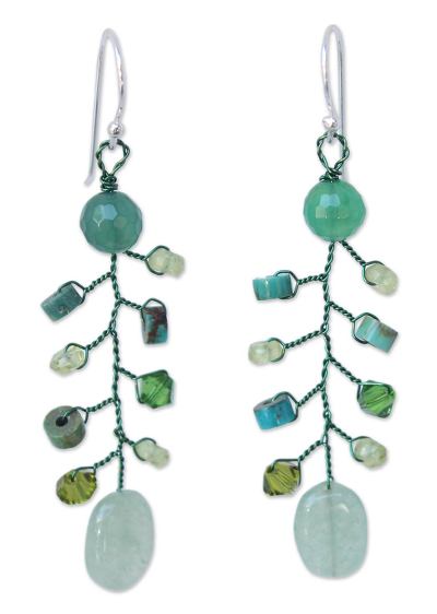 Agate and Quartz Earrings