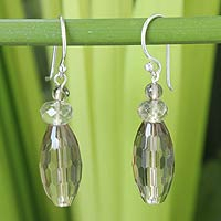 Smoky quartz dangle earrings, 'Evening Mystique' - Handcrafted Smoky Quartz Earrings