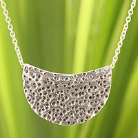 Silver pendant necklace, 'Wishing Moon' - Hand Crafted Silver Pendant Necklace
