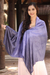 Silk shawl, 'Bold Lily' - Purple Hand Crafted Thai Raw Silk Shawl