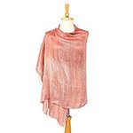 Handcrafted Silk Shawl, 'Bold Rose'