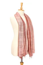 Silk shawl, 'Bold Rose' - Handcrafted Silk Shawl