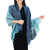 Silk shawl, 'Bold Teal' - Handcrafted Silk Shawl thumbail