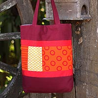 Cotton batik shoulder bag, 'Geometry is Hot' - Cotton batik shoulder bag