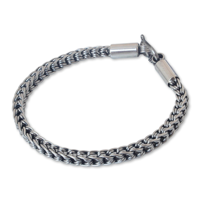 Sterling silver chain bracelet, 'Intricate Textures' - Sterling Silver Braided Bracelet
