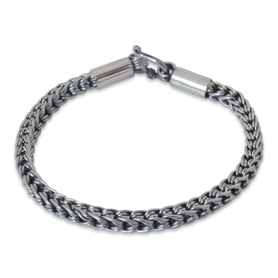 Sterling silver chain bracelet, 'Intricate Textures' - Sterling Silver Braided Bracelet
