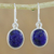 Lapis lazuli dangle earrings, 'Majestic Blue' - Thai Sterling Silver and Lapis Lazuli Earrings (image 2b) thumbail