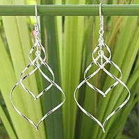 Sterling silver dangle earrings, 'Chiang Mai Chimes' - Modern Sterling Silver Dangle Earrings