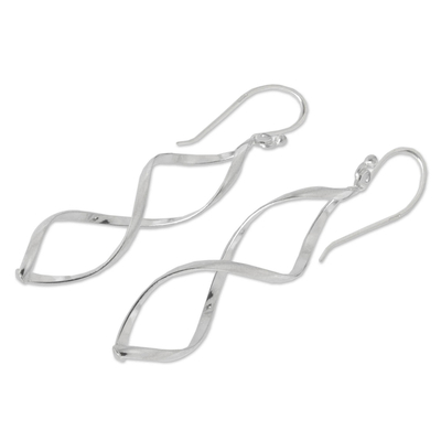 Sterling silver dangle earrings, 'Infinito' - Modern Sterling Silver Dangle Earrings from Thailand