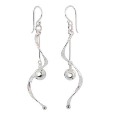 Sterling silver dangle earrings, 'Movement' - Modern Sterling Silver Dangle Earrings