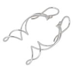 Sterling silver dangle earrings, 'Gentle Sigh' - Handcrafted Modern Sterling Silver Dangle Earrings