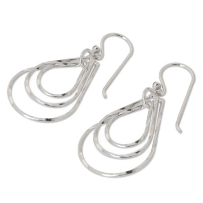 Sterling silver dangle earrings, 'Ripples in the Stream' - Modern Sterling Silver Dangle Earrings from Thailand