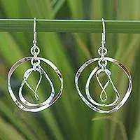 Sterling silver dangle earrings, 'Twirling'