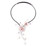 Cultured pearl and rose quartz choker, 'Gorgeous Blossom' - Rose Quartz and Pearl Choker