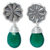 Chalcedony dangle earrings, 'Chiang Mai Daisy' - Unique Floral Silver and Chalcedony Earrings