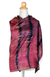 Silk shawl, 'Crimson Reflecting Pools' - Unique Silk Shawl from Thailand (image 2a) thumbail