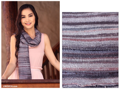 Silk batik scarf, 'Mae Nam Khong Mist' - Handcrafted Batik Silk Scarf