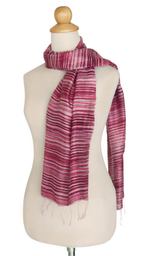 Silk batik scarf, 'Mae Nam Khong Roses' - Silk batik scarf