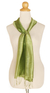 Silk scarf, 'Jade Duality' - Handwoven Silk Scarf in Green from Thailand (image 2a) thumbail