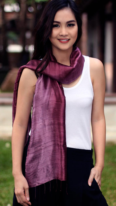 Silk batik scarf, Orchid Duality