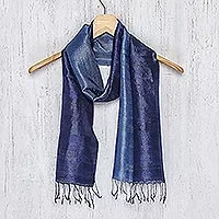 Curated gift set, 'Love that Blue' - Lapis Lazuli Necklace Cotton Bag Silk Scarf Curated Gift Set