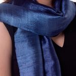 Silk batik scarf, 'Bluebell Duality' - Handcrafted Batik Silk Scarf