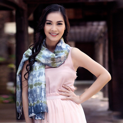 Silk scarf, 'Mist Illusion' - Hand Made Thai Silk Scarf