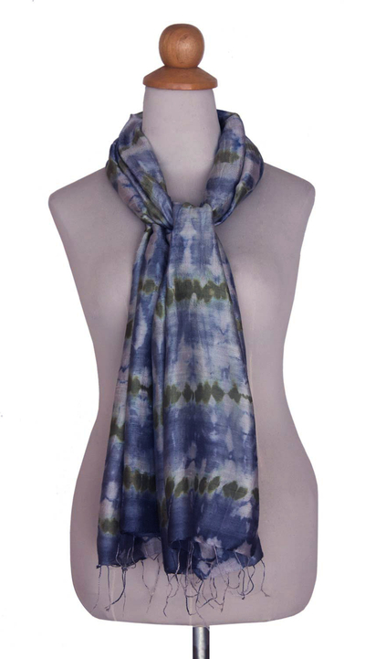 Silk scarf, 'Mist Illusion' - Hand Made Thai Silk Scarf