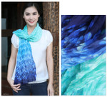Tie-dyed scarf, 'Fabulous Sea' - Silk Scarf from Thailand