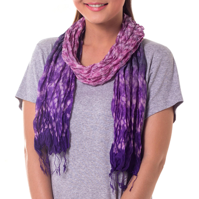 Tie-dyed scarf, 'Fabulous Amethyst' - Tie-dyed scarf