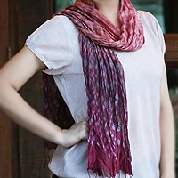 Tie-dyed scarf, 'Fabulous Wine' - Tie Dye Scarf