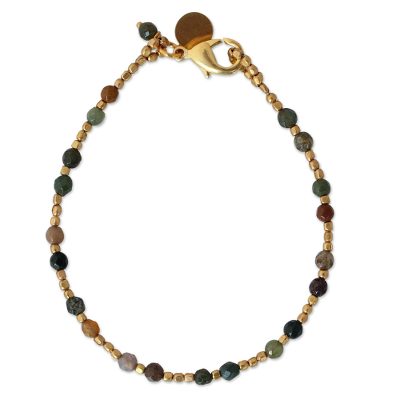 Unique Gold Plated Jasper Bracelet from Thailand