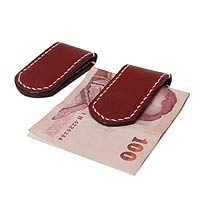 Leather money clips, 'Smart Spender' (pair) - Leather money clips (Pair)