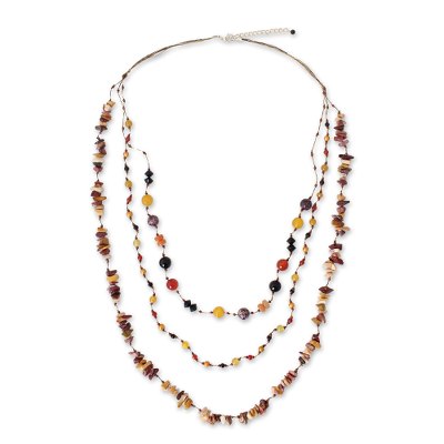 Onyx and carnelian beaded necklace, 'Sweet Autumn' - Onyx and carnelian beaded necklace