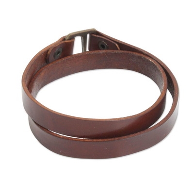 Artisan Crafted Minimalist Brown Leather Brass Clasp Men